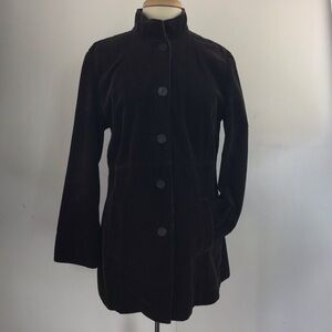 J Jill probably vintage 90s chocolate brown corduroy jacket velvet facing sizeM